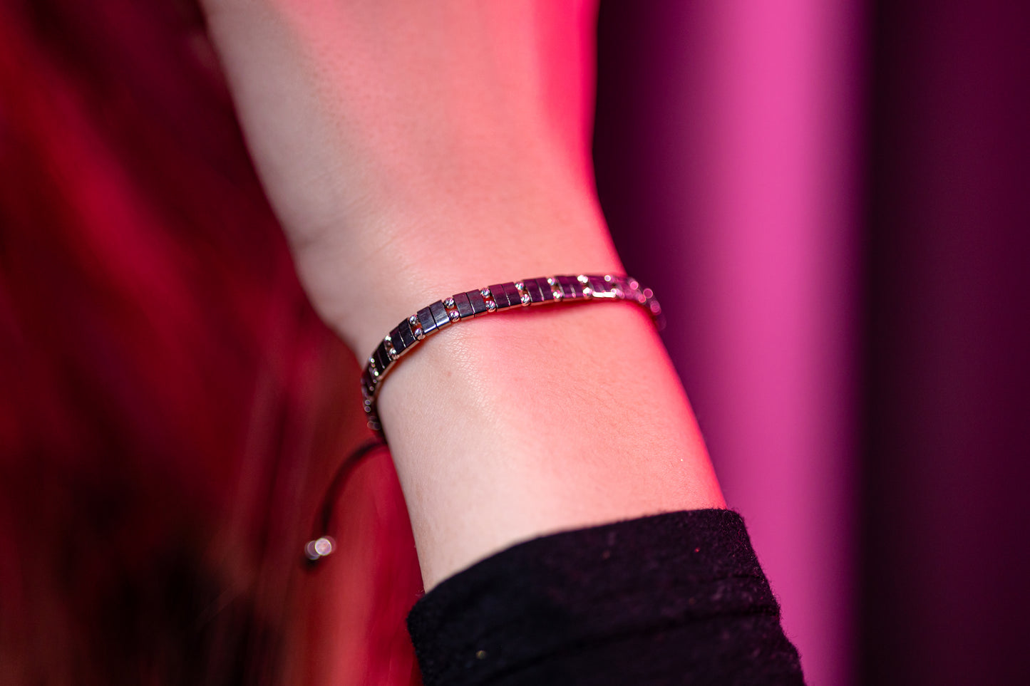 Brățară placată cu nichel și mărgele de argint